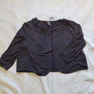 Glamour Black Ruffled Blouse 3/4 Sleeve